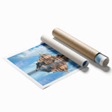 Extra large rolled print depicting a floral scene in muted earth tones.