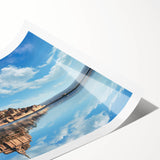 Extra large wall art featuring line art flowers in muted green and pink tones on a rolled canvas.