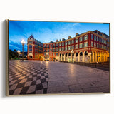 Landscape painting of Nice, France in muted gold and black tones on a framed canvas, ideal for bedroom wall decor.