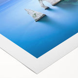 Art deco poster of Normandy landscape on rolled canvas, featuring muted earth tones, ideal for dining room wall art.