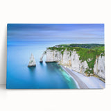 Large black and white stretched canvas of a Normandy scenery, ideal for kitchen wall art.