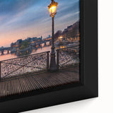 Black wall art featuring a textured, colorful Paris scenery on a framed canvas, ideal for large living room decor.