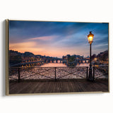 Framed canvas of a vintage Paris landscape in muted blacks and grays, ideal for bedroom wall art.