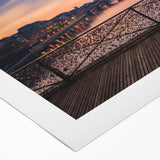 Art deco poster of Paris scenery in pastel shades on rolled canvas, suitable for dining room wall art.