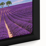 Black wall art depicting a textured, colorful Provence scenery on framed canvas, ideal for living room decor.
