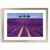 Textured abstract art print of Provence scenery in muted earth tones on a framed canvas, suitable for bedroom art.