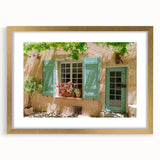 Abstract art print of a southern France landscape in muted earth tones on a framed canvas, suitable for dining room decor.