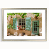 Extra large framed abstract art print featuring textured scenery of southern France in muted earth tones.