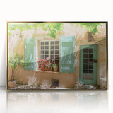 Art Deco poster of a scenic South France landscape in gold tones, acrylic framed, suitable for modern art wall decor.