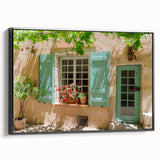 Black and white vintage poster art of a South France landscape on framed canvas, ideal for bedroom wall decor.