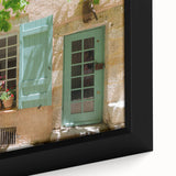 Extra large black wall art canvas featuring a textured, colorful abstract of a southern France scenery.
