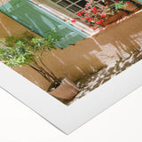 Art deco poster of a serene South France landscape in soft pastel shades on rolled canvas, suitable for dining room decor.