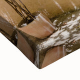 Large art of a black and white landscape painting of southern France on stretched canvas, suitable for bedroom decor.