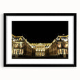 Abstract art print of Versailles with vibrant, colorful textures on a black framed canvas, ideal for living room decor.