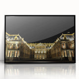 Large abstract wall art depicting the Versailles scenery in muted earth tones, framed in black acrylic.