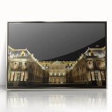 Large art print of the Versailles Palace in muted earth tones on framed acrylic, ideal for modern art wall decor.