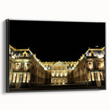 Black and white landscape art painting of Versailles on framed canvas, ideal for bedroom wall decor.