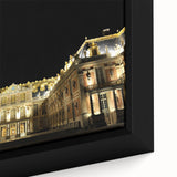 Extra large black wall art of Versailles with colorful, textured scenery on a framed canvas, ideal for living room decor.