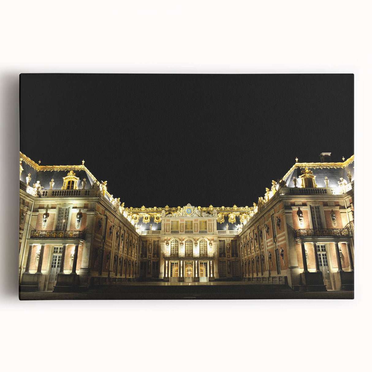 Black and white large art print of Versailles scenery on stretched canvas, suitable for kitchen or bedroom.