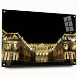 Acrylic glass print of Versailles scenery in muted green and blue tones, suitable for bedroom or dining room decor.