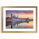 Abstract art print of a Bavarian landscape in muted earth tones on a framed canvas, suitable for dining room decor.