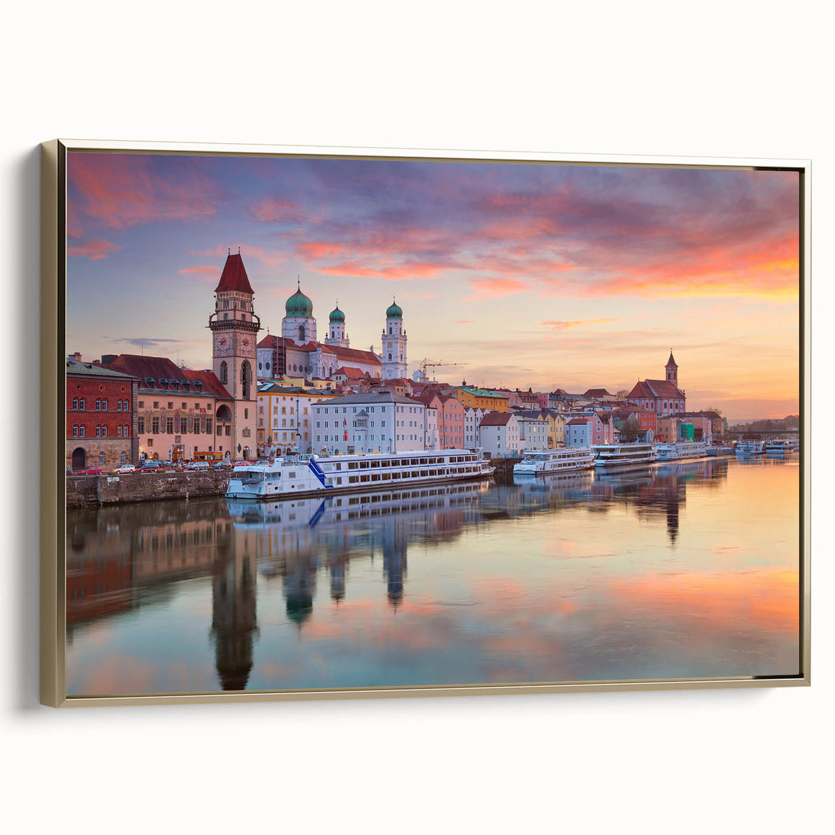Framed canvas featuring a vintage-style landscape painting of the Bavarian scenery, ideal for bedroom wall art.