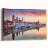 Framed canvas featuring a vintage-style landscape painting of the Bavarian scenery, ideal for bedroom wall art.