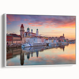 Vintage poster art of Bavaria with colorful imagery on extra large framed canvas, ideal for living room decor.