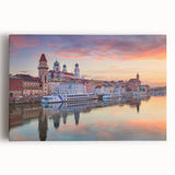 Black and white photograph of the Neuschwanstein Castle in Bavaria on stretched canvas, ideal for kitchen wall art.