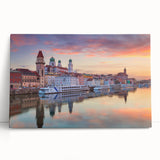Black and white stretched canvas of Bavarian scenery, ideal for kitchen wall art.