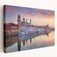 Large canvas print depicting the Bavarian landscape in muted green and blue tones, suitable for kitchen wall art.
