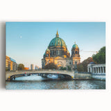 Black and white stretched canvas of Berlin cityscape, ideal for kitchen wall art or bedroom ambiance.