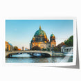 Rolled print of Berlin scenery with floral elements in muted tones, suitable as art wall for dining room.