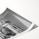 Extra large wall art featuring line art flowers in muted green and white tones on a rolled print.