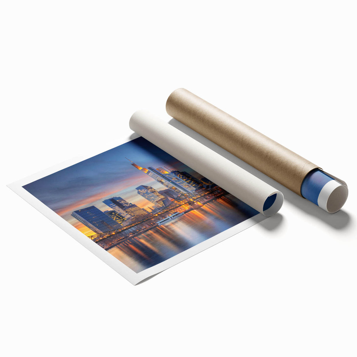 Extra large rolled print of a serene German landscape with soft floral elements in pastel shades.