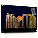 Acrylic print of Athens scenery with muted earth tones, ideal for dining room decor.