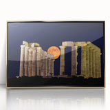 Acrylic print of Athens scenery with gold frame, showcasing art deco style, suitable for modern art wall decor.