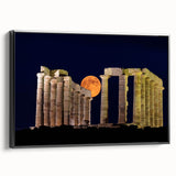 Black and white framed canvas of Athens landscape, vintage poster style, ideal for bedroom wall art.