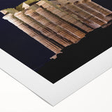 Art deco poster of Athens skyline in muted earth tones on rolled canvas, suitable for dining room wall art.