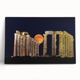 Black and white stretched canvas of Athens scenery, ideal for kitchen wall art.