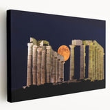 Large art print of Athens scenery on stretched canvas, featuring muted earth tones, ideal for kitchen wall art.