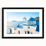 Extra large abstract art print of a colorful, textured European landscape, framed in black, ideal for living room decor.