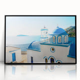 Large abstract wall art depicting a stylized European scenery in muted earth tones on a framed acrylic.