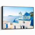 Black and white framed canvas of a vintage Crete landscape, ideal for bedroom decor.