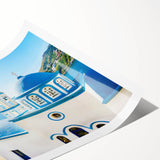 Extra large wall art featuring line art flowers on a rolled print, set against a Crete, Greece scenery in muted earth tones.