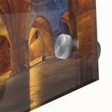 Large abstract wall art of Rhodes, Greece, in muted earth tones on acrylic glass, ideal for dining room art.