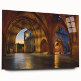 Large abstract wall art of Rhodes, Greece, in muted blue and white tones on acrylic glass.