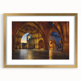 Abstract art print of a European scenery in Rhodes, Greece, featuring muted earth tones on a framed canvas.