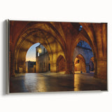 Framed canvas depicting a vintage-style landscape of Rhodes, Greece, in muted black and gray tones, ideal for bedroom decor.