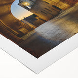 Art deco poster of Rhodes, Greece in muted pastels on rolled canvas, suitable for dining room wall art.